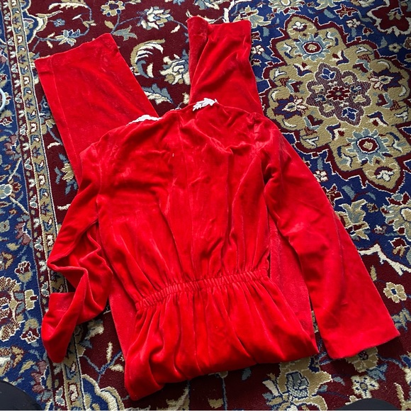 Vintage Christmas One Piece PJ red Velvet and lace - Picture 5 of 5